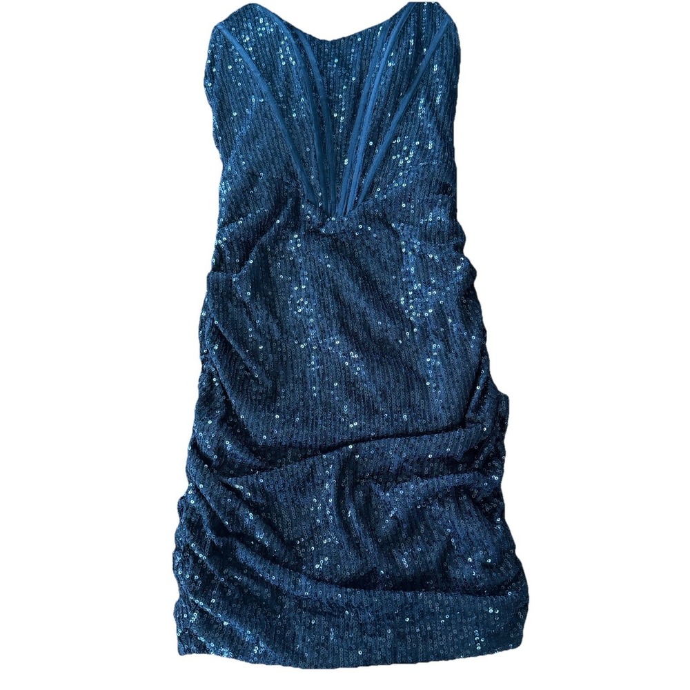Hello Molly Women's Strapless Sequin dress, Mini Size 2 Black Cocktail, Party